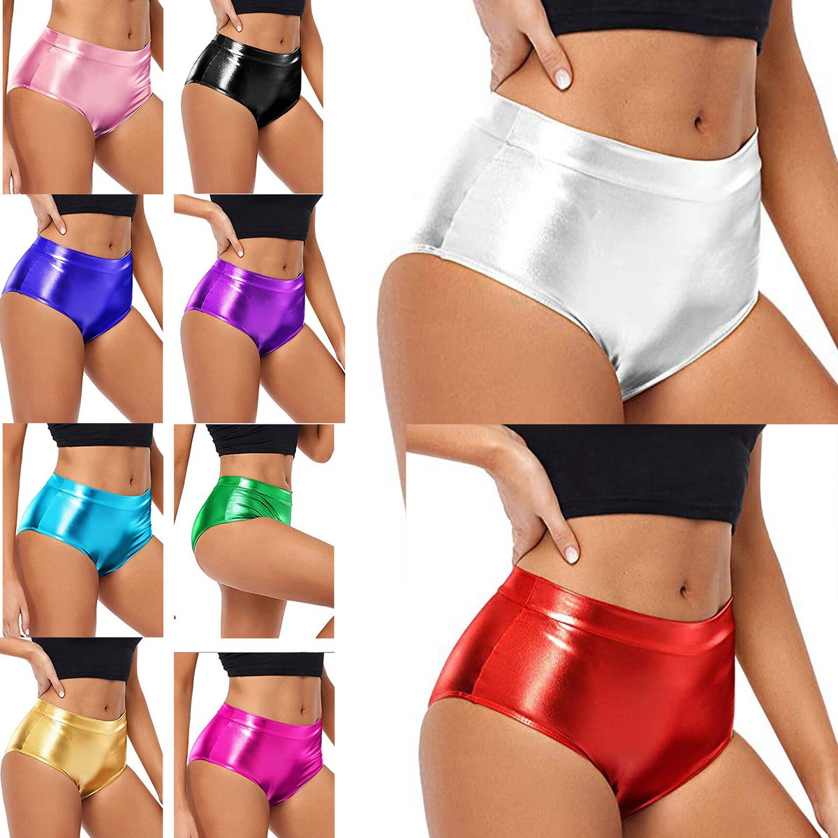 Women's Panties Show Shorts Wetlook Bottoms Metallic Hot Pants Dance Briefs