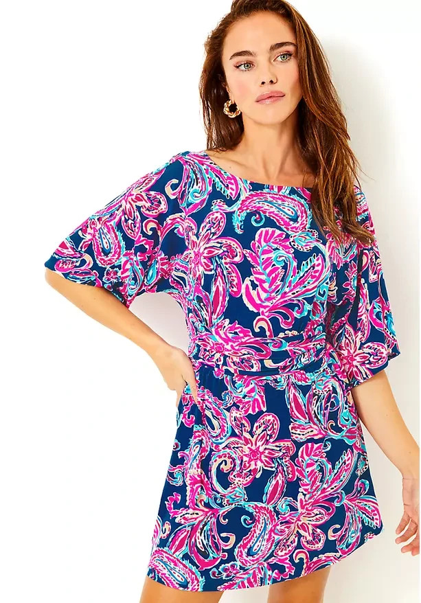 LILLY PULITZER NWT $168 Parigi Boat Neck Romper Dress Flitting About Size Medium